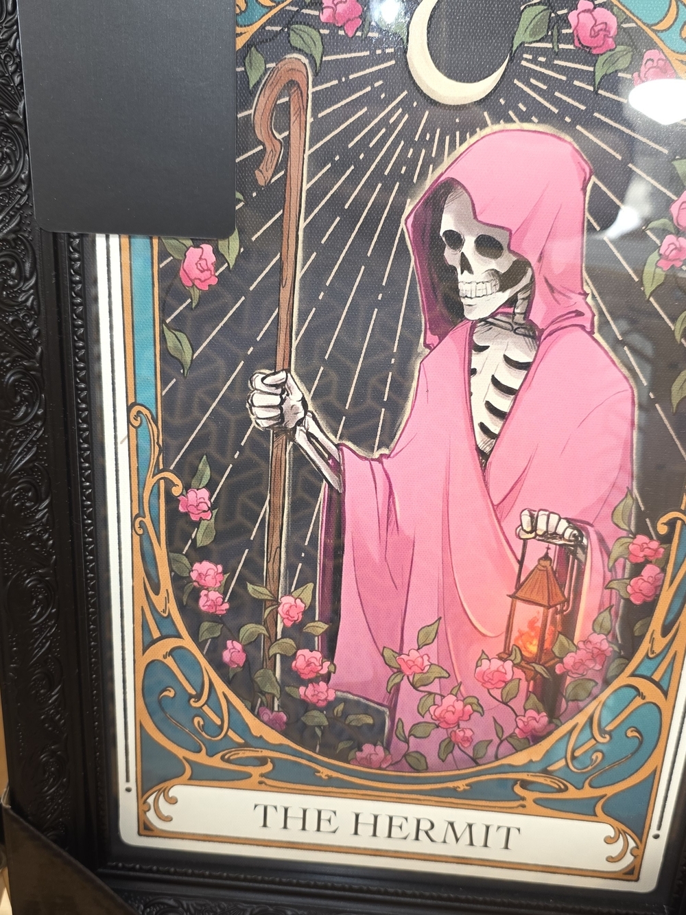 The Hermit Tarot Art Print — Pink Hooded Skeleton